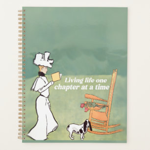 Agenda Mujer amante de los libros y perro leyendo