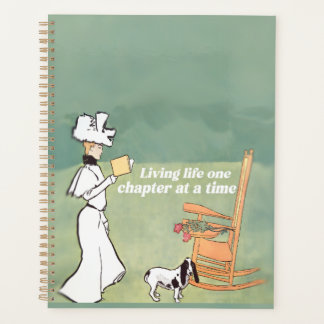 Agenda Mujer amante de los libros y perro leyendo