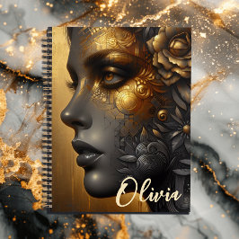 Agenda Mujer bonito en oro etéreo personalizado