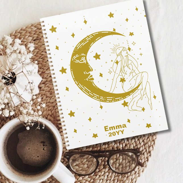 Agenda Mujer celeste, estrellas de la luna, boho, astrono (Subido por el creador)