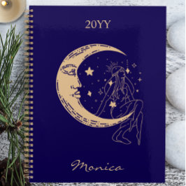 Agenda Mujer celestial luna y estrellas, boho, elegante o