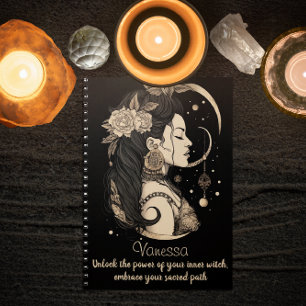Agenda Mujer de boho mágico, bruja gótica interior, negro
