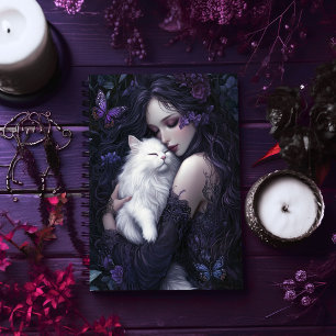 Agenda Mujer Gótica con Gato Blanco