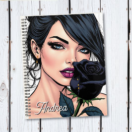 Agenda Mujer Gótica Malhumorada Personalizada con Rosa