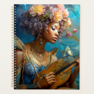 Agenda Mujer jugando arte de fantasía afroamericano lujos