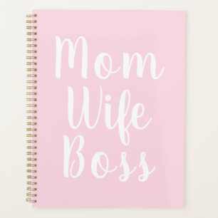 Agenda Mujer madre jefe personalizado rosa ligero estilo