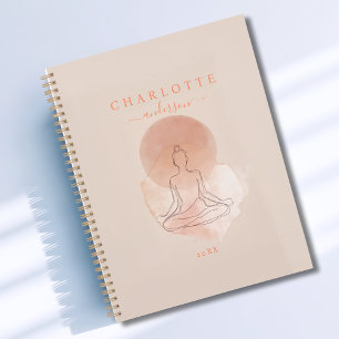 Agenda Mujer Meditando Arte de Línea Minimalista