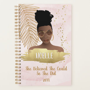 Agenda Mujer negra, creía que podía, rosada y dorada