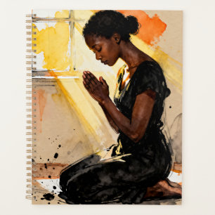 Agenda Mujer negra orando   Arte abstracto impasto