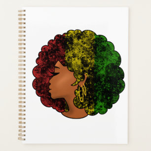 Agenda Mujer negra rasta afro rojo amarillo verde