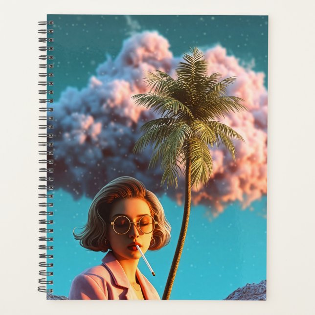 Agenda Mujer surrealista con palmera (Anverso)