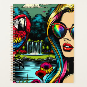 Agenda Mujer y loro en el arte pop del parque
