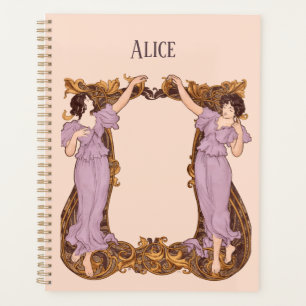 Agenda Mujeres Art Nouveau Marco Floral Decorativo Vintag