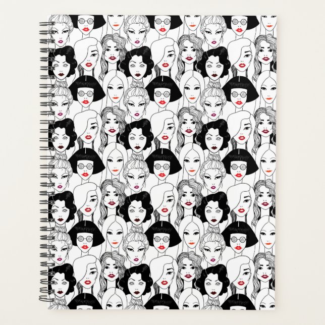 Agenda Mujeres con patrón de lápiz labial (Anverso)