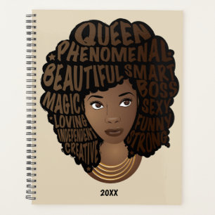 Agenda Mujeres motivadoras negras, pelo natural, beige