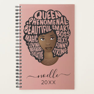 Agenda Mujeres motivadoras negras, pelo natural, rosa Rub