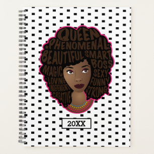 Agenda Mujeres negras motivadoras Puntos de polka blanc