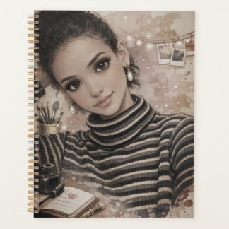 Agenda Muñeca de Moda de Lujo – Ilustración de Estilo de 