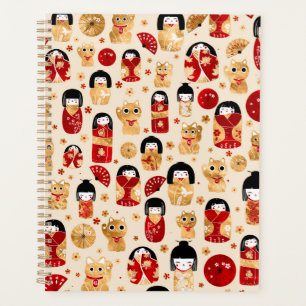 Agenda Muñecas japonesas - Gatos Kokeshi y Maneki Neko