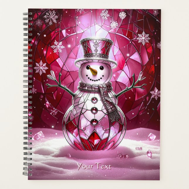 Agenda Muñeco de Nieve Rojo Copos de Nieve Fiesta (Anverso)