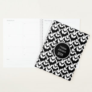 Agenda Murciélagos de negro y blanco Patrón de terror Nom