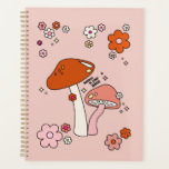 Agenda Musesos Y Flores Peach Art Retro 70<br><div class="desc">Ilustracion de hongos en melocotón / naranja - cita inspiradora "Cree en tu magia".</div>