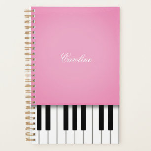 Agenda Música personalizada con teclado de piano rosa
