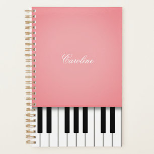 Agenda Música personalizada de teclado de piano rosa Rosa