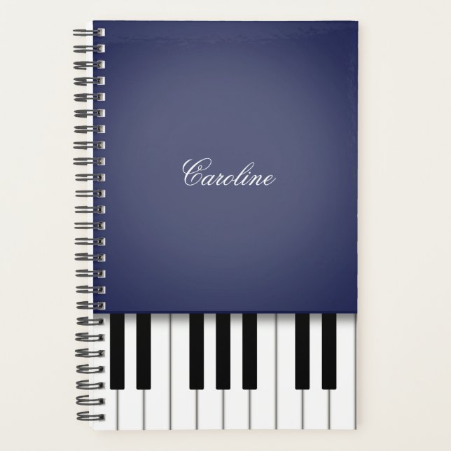 Agenda Música personalizada del teclado de piano azul de  (Anverso)