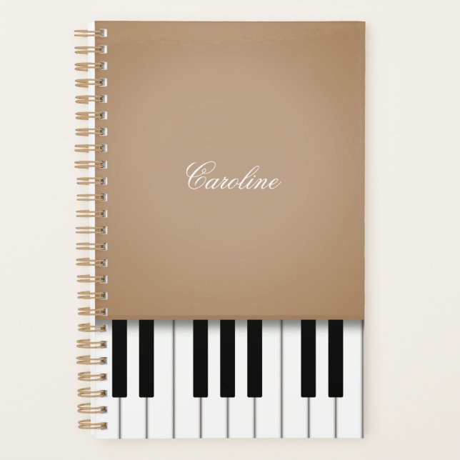 Agenda Música personalizada del teclado de piano marrón l (Anverso)
