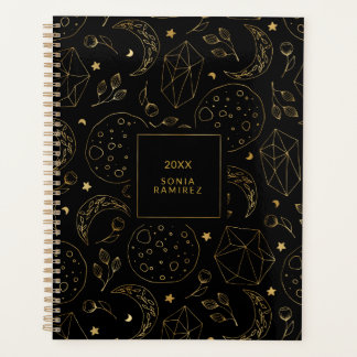 Agenda Mystical Black and Gold Crystal Moons Stars