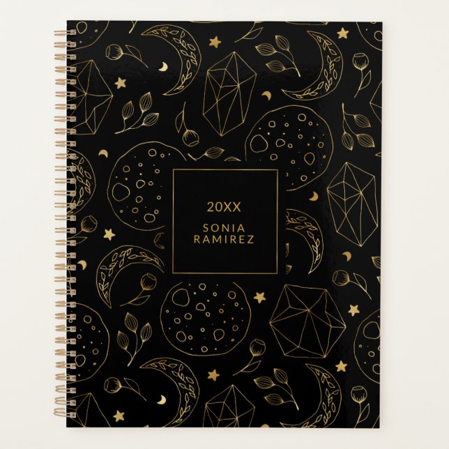 Agenda Mystical Black and Gold Crystal Moons Stars (Anverso)