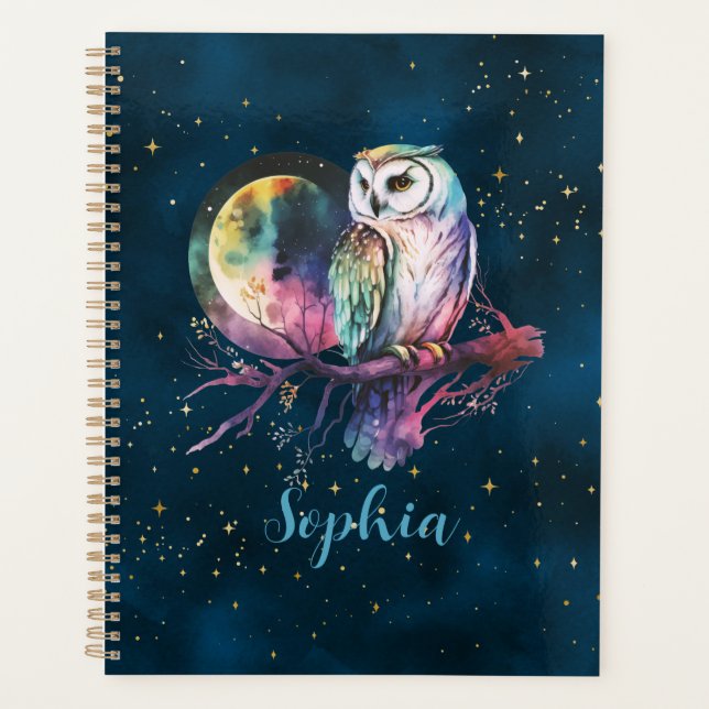Agenda Mystical Rainbow Owl y Full Moon Celestial (Anverso)
