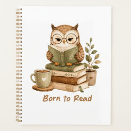 Agenda Nacida para leer amante del libro de búho lindo