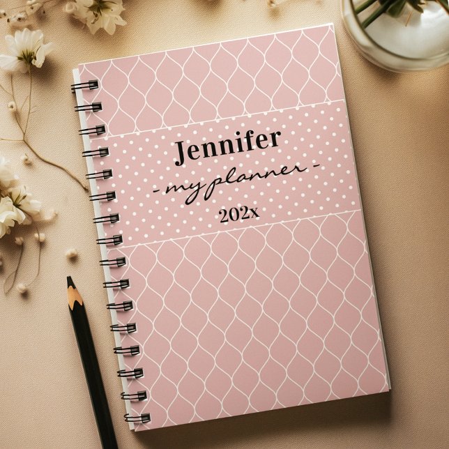 Agenda Name, Blush Pink Trellis & Polka Dot Spiral (Subido por el creador)