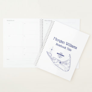 Agenda Nantucket Island MAMÁES Vintage Map Navy Blue
