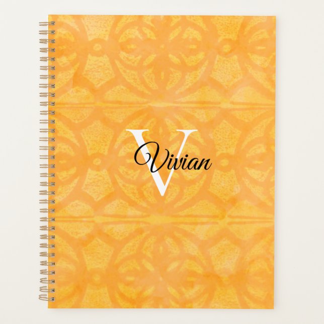 Agenda Naranja Batik Elegant Monograma Planner (Anverso)