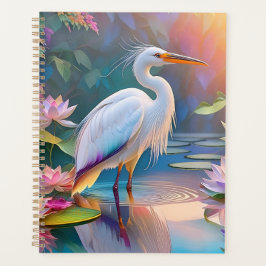 Agenda Naranja Billing White Heron Fantasy Bird