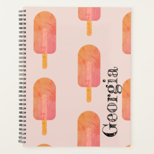 Agenda Naranja Cute Peachy Popsicle Custom Name Planner
