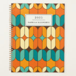 Agenda Naranja de Mod Retro Mid Century Personalizado 202<br><div class="desc">Con este estilo Retro de Mid Century Modern Pattern Personalized Planner, con un diseño naranja y azul audaces. Inspirado en la estética clásica de mediados de siglo, este planificador combina formas geométricas elegantes y tonos vibrantes para un aspecto atemporal y moderno. Perfecto para la organización con un toque de encanto...</div>