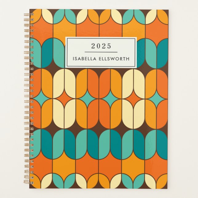 Agenda Naranja de Mod Retro Mid Century Personalizado 202 (Anverso)