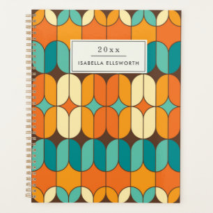 Agenda Naranja de Mod Retro Mid Century Personalizado 202