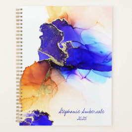 Agenda Naranja de oro azul único Personalizado abstracto