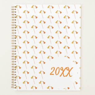 Agenda Naranja de otoño acuarela flores silvestres botáni