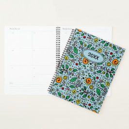 Agenda naranja de patrón de flor personalizado Swirl Berr