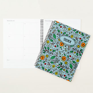 Agenda naranja de patrón de flor personalizado Swirl Berr