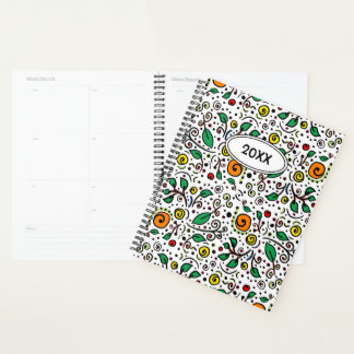 Agenda naranja de patrón de flor personalizado Swirl Berr