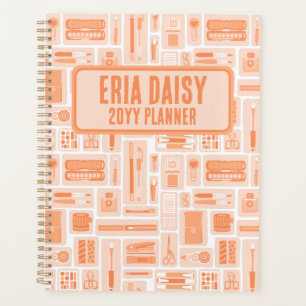 Agenda Naranja de patrón de materiales de arte caprichoso
