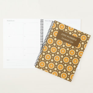 Agenda Naranja floral retro Brown Planner anual