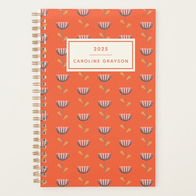 Agenda Naranja folclórico escandinavo personalizado (Anverso)